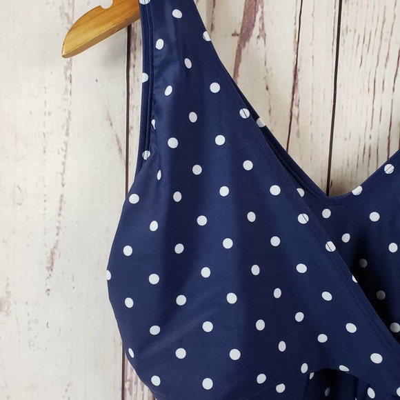 Old Navy One Piece Polka Dot Bathing Suit Womens Size Medium Bralette Blue - Picture 3 of 8